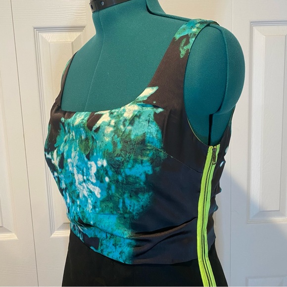 TAHARI Satin Neon Zipper Accent Office Professional Dress. Size 14 - Picture 12 of 16